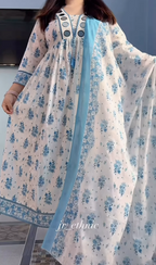Sky Bloom Floral Anarkali Gown Set